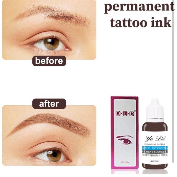 8 -Multi Color Tattoo Ink 15ml Bottles, Permanent Inks Eyebrow, Lips, Eye Makeup
