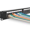 Overpassing Network Patch Panel, 24 Port 1U Rack Mountable CAT6 Patch Panel Pro RJ45 110 Network Mini Patch Pane, Easy to Install, Cable Distinction, No Rust and Durable(RJ45 Straight)