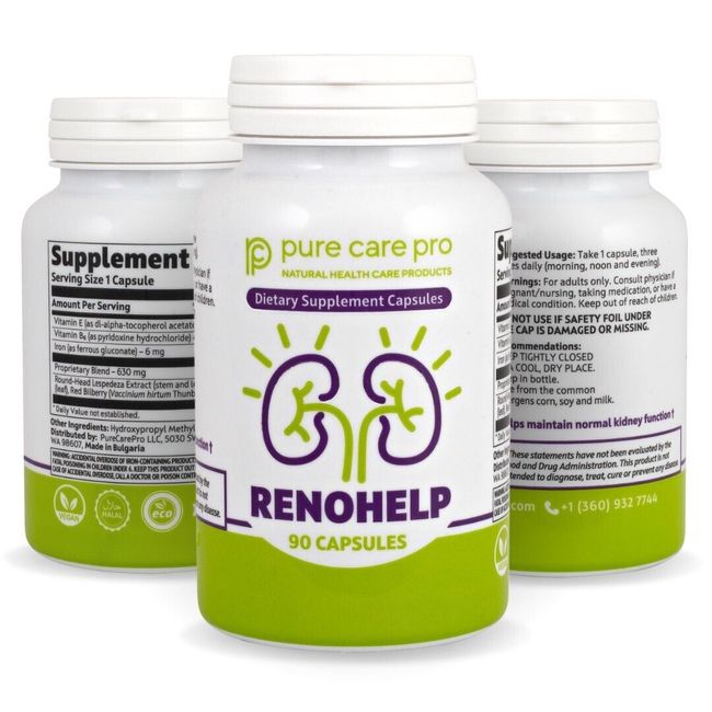 RENOHELP All-Natural All-in-1 KIDNEY Support Supplement for Healthy Kidneys 90ct