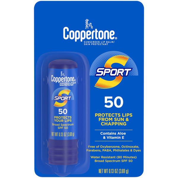 Coppertone SPORT Sunscreen Lip Balm Broad Spectrum SPF 50 (0.13 Ounce) (Packaging may vary)