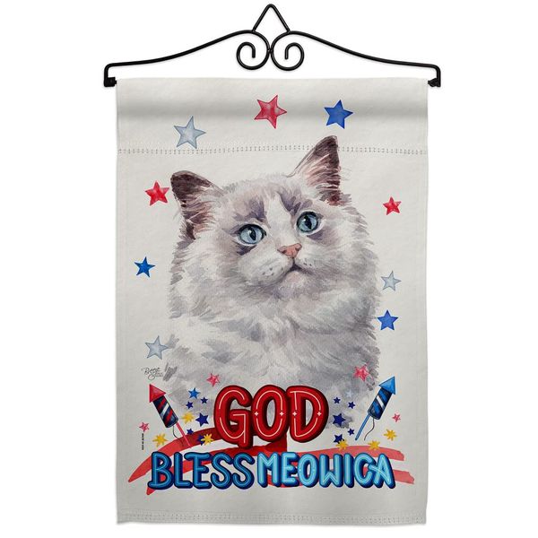 Breeze Decor Patriotic Bicolor Ragdoll Garden Flag Set Wall Hanger Cat Kitten Meow Spoiled Paw Fur Pet Nature Farm Animal Creature House Banner Small Yard Gift Double-Sided, Made in USA