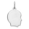 Solid 925 Sterling Silver Engravable Boy Front/Back Disc Charm Brushed Matte Finish Pendant - 14mm x 10mm