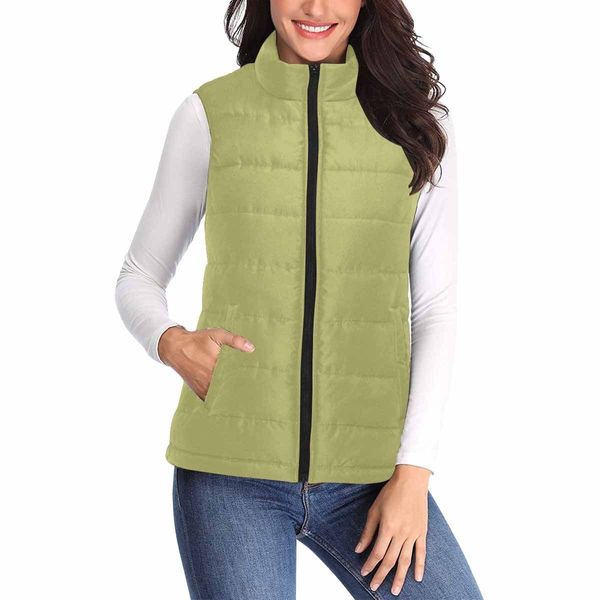 Womens Puffer Vest Jacket / Olive Green - S