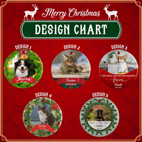 Pet Memorial Gifts, Personalized Dog Memorial Photo Ornament, Custom w/Name & Dates - 5 Designs - Pet Loss Sympathy Gifts, in Loving Memory - Keepsake for Loss of Dog, Cat, D3