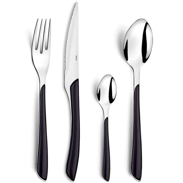 Amefa ECLAT Stainless Steel 16-Piece Handle Cutlery Set, Set of 16, Black
