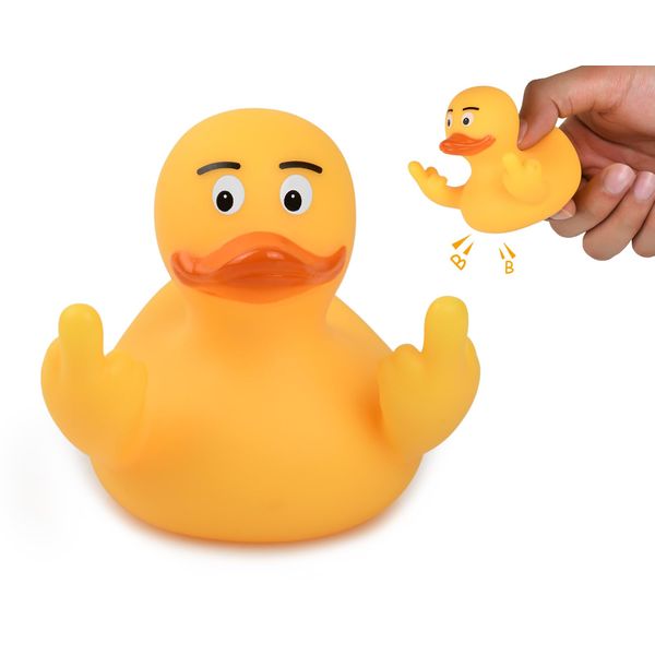 DS. DISTINCTIVE STYLE Middle Finger Rubber Ducks 2 Pieces Yellow Rubber Duck 2.95 Inch Funny Car Ornaments Duck for Car Dashboard Decoration, Computer Monitor Decor