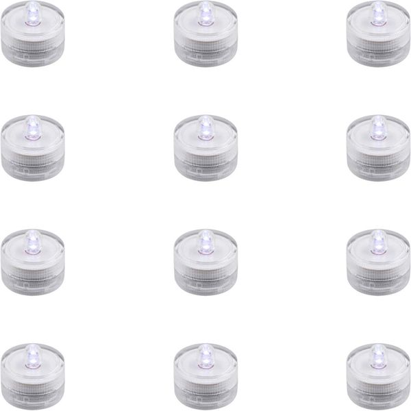 JINHEZO Party Waterproof Wedding Underwater Battery Sub Seasonal Festival Celebration Flameless LED Tea Light White Pack of12