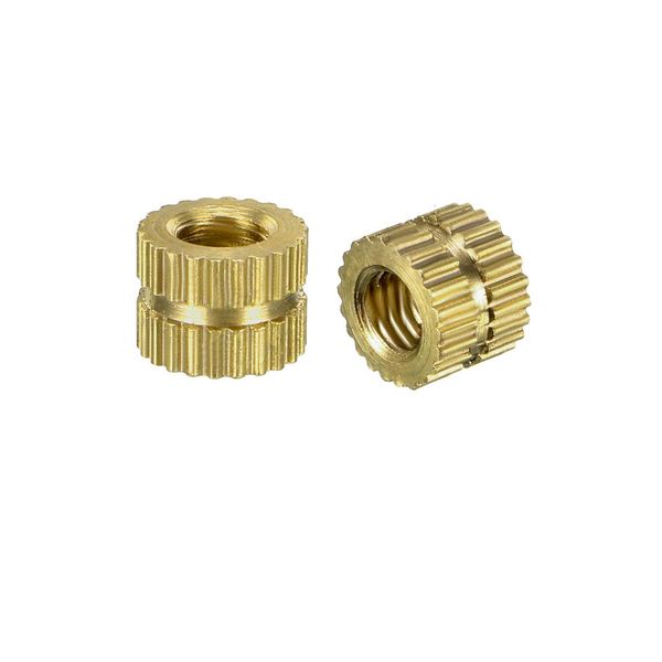 sourcing map Knurled Insert Nuts - 50Pcs M3 x 4mm Length x 5mm OD Female Thread Brass Threaded Insert Embedment Nut for 3D Printer