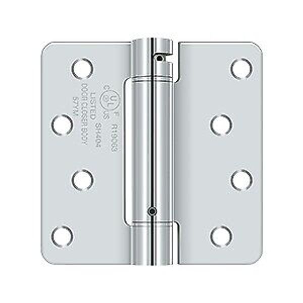 Deltana DSH4R426 4" x 4" x 1/4" Spring Hinge, UL Listed in Polished Chrome