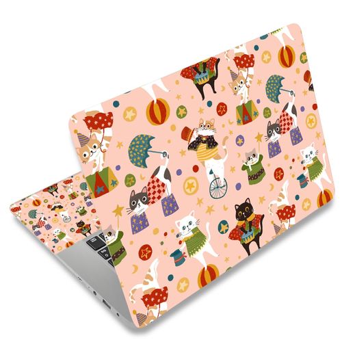 Universal Laptop Skin Protector,Scratch Resistant,Removable Adhesive,Fits Up to 15.6” Laptops - Customizable for Smaller Sizes | Multiple Designs Available (Cute Cat Circus, 15.6 inch)