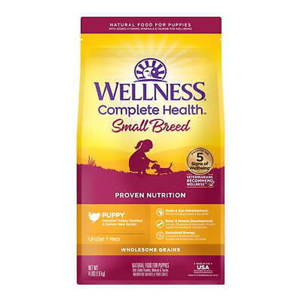 Wellness Complete Health Natural Small Breed Puppy Dog Food Turkey 4 Pound Bag