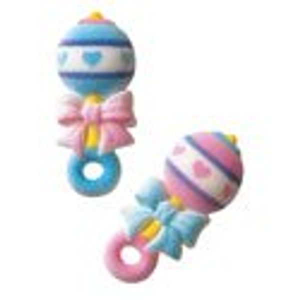 Lucks Baby Rattles Dec-On Cup Cake Sugar Decorations 8 pack