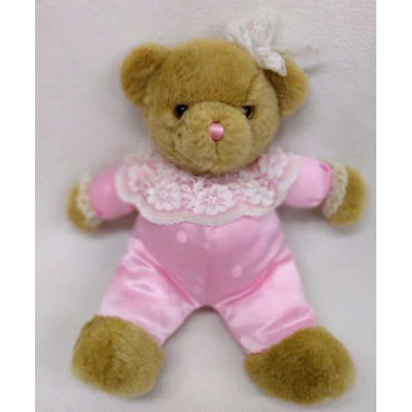 Yang Jee Teddy Bear Pink Satin Polka Dot