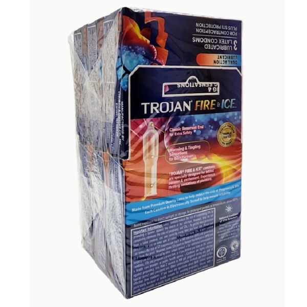 TROJAN FIRE & ICE Lubricated Premium Latex Condom Dual Action 6 x 3CT (18 Total)