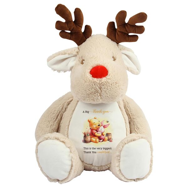 A Big Thank You, Pooh Bear & Piglet, Appreciation Gift, teacher Gift, work collouge Gift, nurse Gift, Soft Toys, Teddy Bear. (Reindeer)