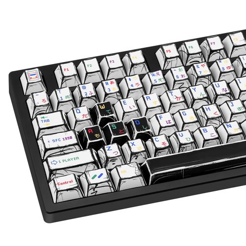 JOLINTAL White Japanese Manga Keycaps Cherry Profile Dye Sublimation Custom Key caps 130 Keys Keyboard Keycaps Set for 60% 65% 75% 100% Cherry MX Mechanical Keyboard