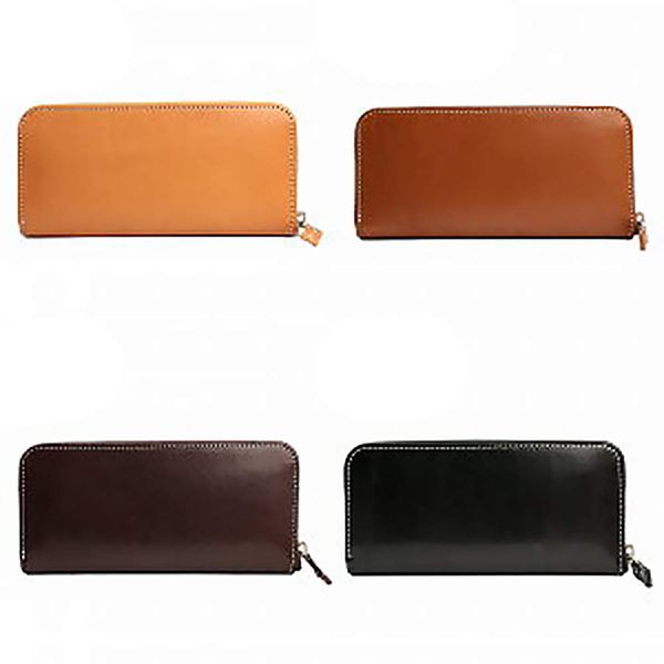 [Made in Japan] Tochigi Leather Summer Oil Round Wallet (L) Handmade, Women's, Men's, Men's, Long Wallet, Zippered, Coin Purse, Card Case, Business Card Holder, Coin Case, Round Zipper, Organic Leather, Genuine Leather, Stylish, Gift, Present, Leather