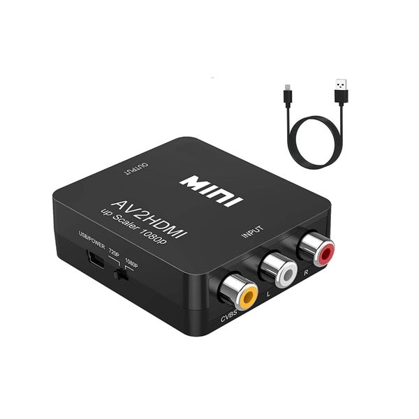 ABLEWE RCA auf HDMI Konverter, AV zu HDMI Adapter 1080P Mini Cinch Composite CVBS Video Audio Konverter Adapter - Unterstützung von PAL/NTSC für TV/PC/PS3/STB/Xbox VHS/VCR/Blu-Ray DVD-Player.