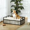 Elevated Dog Bed, Furniture Style, w/ Drawer, Cushion, for Medium Dogs, Gray