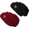 Funky Junque Oversized Beanie Bundle - Black & Burgundy (2 Pack)