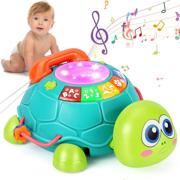 Musical Turtle Baby Toys 6 to 12 Months, Infant Light up Music Toys Tummy Time Development, Crawling Toy for 7 8 9 10+ Month Old, Easter Christmas for Babies 4 5 6 12 Month Boy Girl