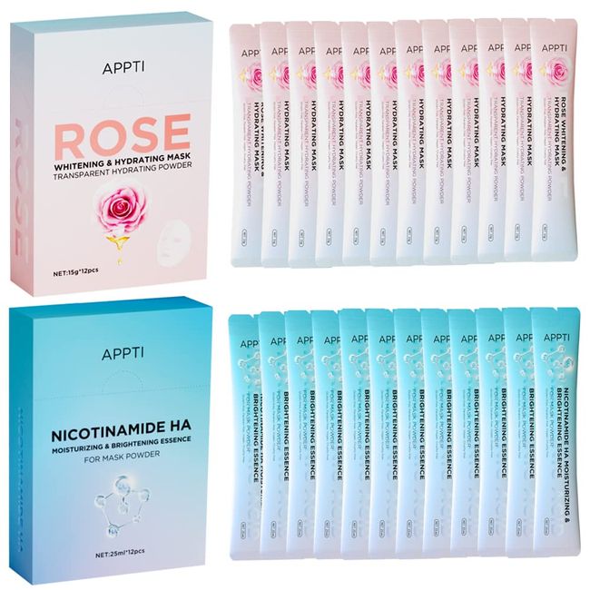 SHEEYOON Gesichtsmaske, Peel Off Crystal Face Jelly Mask Powder and Nicotinamid/Hyaluronsäure Serum Set, DIY Face SPA Skincare Mask (Rose)