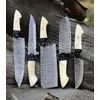 5 Knife Set Chef Kitchen Damascus Knives custom Handmade cleaver Blade Boning