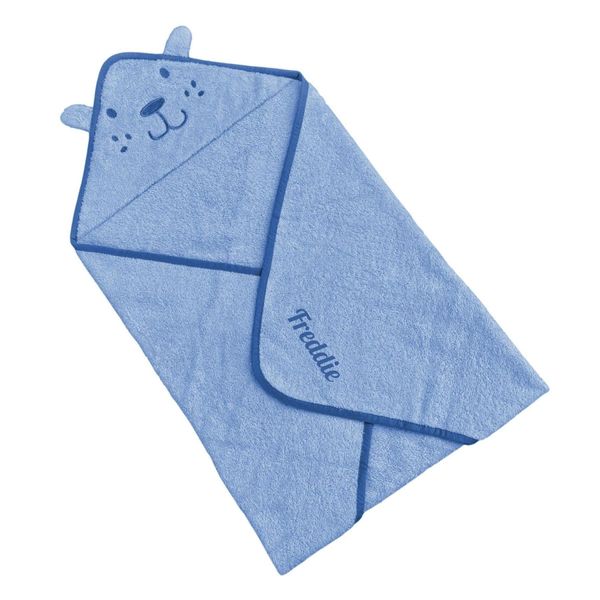 Style It Up Personalised Baby Hooded Bath Towel - Super Soft Plush Fleece - Made from 100% Cotton - For Baby Boy and Girl for Newborn to 3 Years (Blue, Personalised)