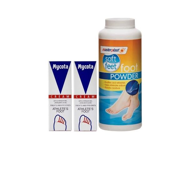 Athletes Foot Treatment Bundle Includes 2 x 25g Mycota Cream and 1 x 170g Foot Powder