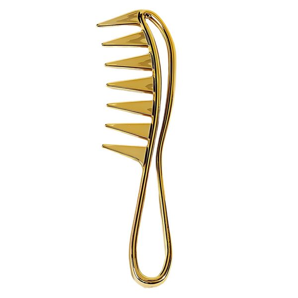 YOCDNOV 1 Stück Lockenkamm Strähnenkamm - Hai Zahnkamm, Wide Tooth Comb, Comb for Rurly Hair, Antistatisch Kamm für für Home Salon Friseurkamm, für Verschiedenen Arten Von Haaren（Gold）