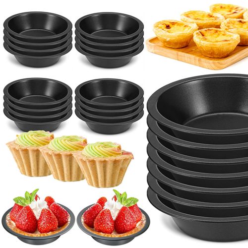 RHBLME 10 PACK Mini Pie Pans, 5 Inch Reusable Small Pie Pans Nonstick Small Pie Tins, Carbon Steel Pie Pans for Baking, Round Bread and Meat Pie Tins for Cake Bread Meat Dessert