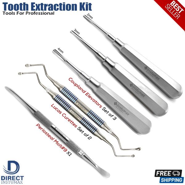 Basic Tooth Extraction Kit Coupland Dental Periosteal Elevators Lucas Curettes