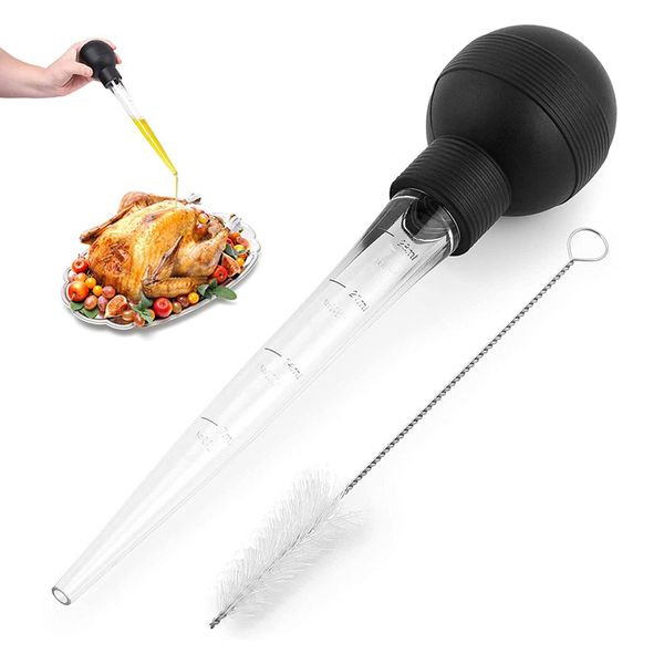 BLBK Plastic Turkey Baster Cooking Set Includes Meat Baster, 1 Cleaning Brush for BBQ Grill Baking Kitchen Cooking