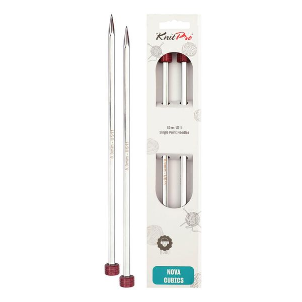 KnitPro Nova Cubics Single Pointed Needles 12" (30cm) | 8.00mm