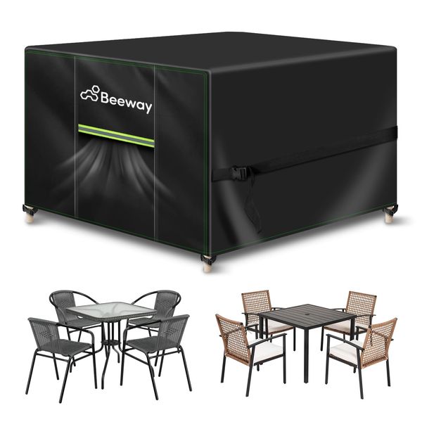 BEEWAY Garden Furniture Cover With Air Vent, Waterproof Patio Rattan Sofa Table Chair Set Cover - 420D Oxford Fabric, Windproof - Cube / Square 150 x 150 x 72cm