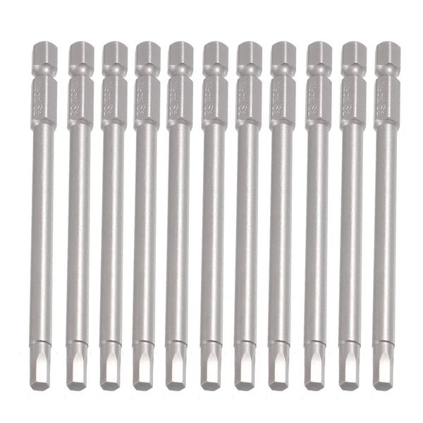 sourcing map 10 Pcs 1/4" x 100mm x 4mm Magnetic Hex Hexagon Screwdriver Bits Gray