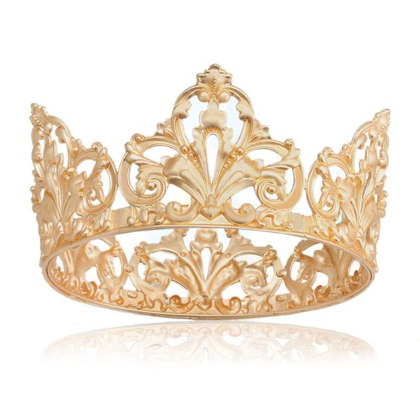 YADIRF Alloy King Queen Royal Full Round Crown Wedding Tiara Headbands Princess Crowns For Pageant Party Hair Accessories (Gold)