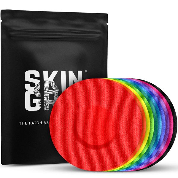 Skin Grip Adhesive Patches for Freestyle Libre 2 – Waterproof & Sweatproof for 10-14 Days, Pre-Cut Adhesive Tape, Continuous Glucose Monitor Sensor Cover – 20 Pack, Rainbow Variety