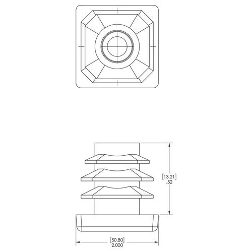 Caplugs SQR-2-10-14 SQR Series, Plastic Plug for Square Tubing, LD-PE, to fit Square Tube Size OD 2.000" Wall Thickness 10-14 Ga. (0.134-0.083)", Impact-Resistant Base, Black, Pack of 20 (99395089)