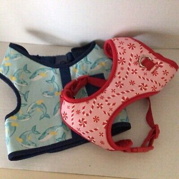 Pet Posse Soft Dog Vest Harness M/M Sharks Blue Navy Trim&Red Pink Holiday Vest