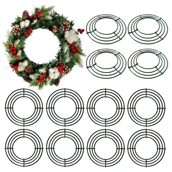 Thealyn 12 Pack 20cm Metal Wreath Frame Wire Wreath Rings for Christmas New Year Party Home Decor Crafts Supplies (8 Inch)