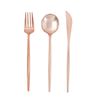 Tableclothsfactory 24 Pack | Rose Gold/Blush Sleek Modern Flatware Set, Premium Plastic Silverware Cutlery Set - 8"