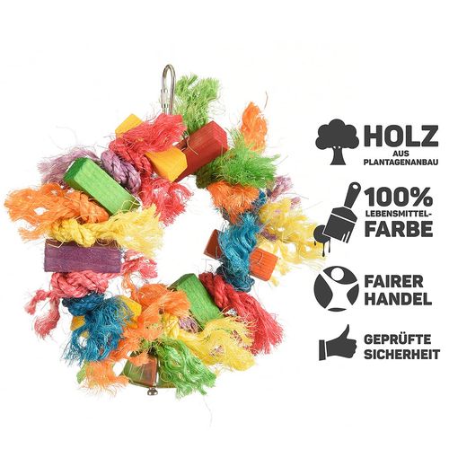 Featherland Paradise, Colorful Sisal Bird Toy, Encourages Preening, Wreath