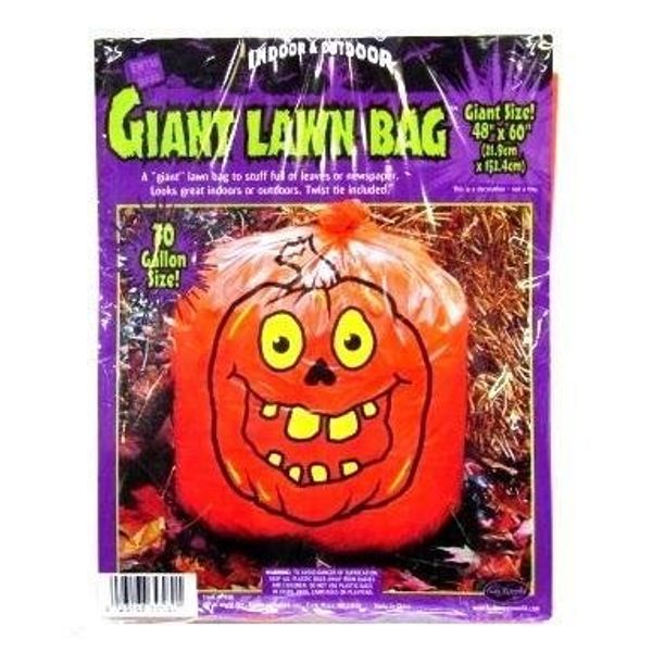 GIANT FALL PUMPKIN LEAF BAG 48 X 60 INCH 70 GALLON