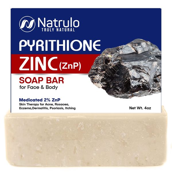 Pyrithione Zinc Soap Bar for Face & Body, 4oz | 2% ZnP Bar Soap Skin Therapy Cleanser for Acne, Rosacea, Eczema, Dermatitis, Psoriasis, Itching | Cleansing, Calming Facial Wash | Zinc Soap Bar Made in USA