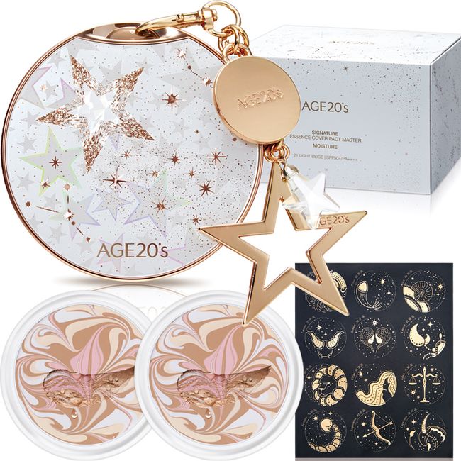 Age to Wen's Signature Essence Cover Pact Master Moisture Stellar Edition Case + Refill 14g x 2p + Keyring + Sticker Set