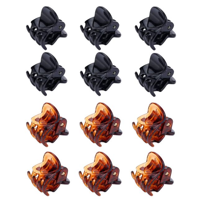 WUDQIJI Haarspangen Mini Haarklammer 12 Stück 1,3 Zoll Haarklauenclips Mini Haarklammern Haar Klaue Clips Haarstyling-Zubehör Hair Claw Clips Hairclips für Mädchen und Frauen(2 Farben)