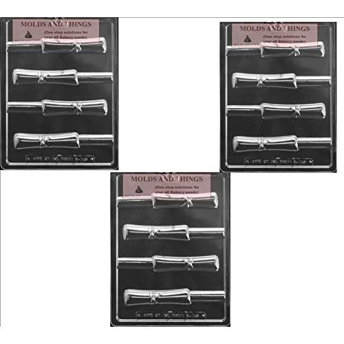 Diploma Graduate Graduation Pretzel Chocolate Candy Soap Mold with Copyrite molding Instructions - set of 3 molds