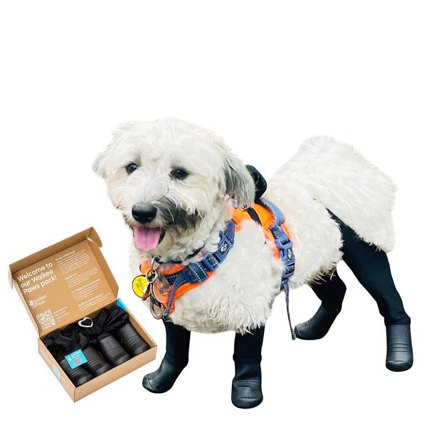 Walkee Paws New Deluxe Easy-On Stay-On Dog Boot Leggings, Seen on Shark Tank, Dog Snowboots for Winter, Rain, Wet & Snow, Chemicals, Never Lose a Boot Shoe or Sock Again (Black, Small)