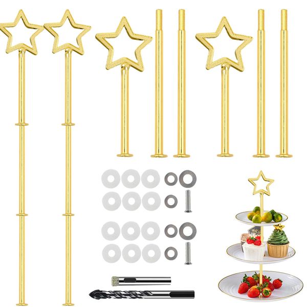 Niaciswe Gold Etagere Bausatz 4 Set Etagere Bausatz Stange Metallstangen Etageren Stangen Set Etagere Stäbe Etagere Bausatz Stange für Etagere für Geburtstag Hochzeitstorte Tortenständer (Gold)